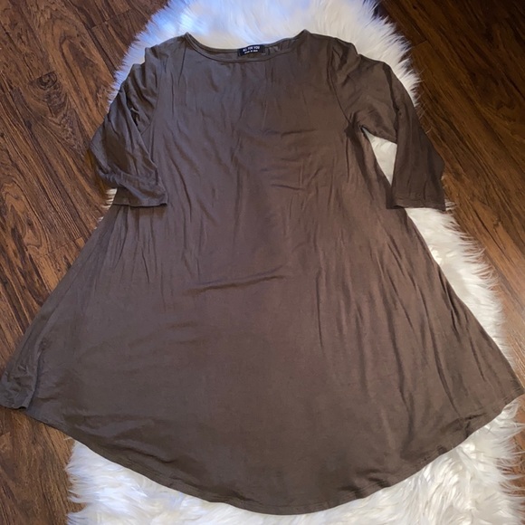 All For You 3/4 Sleeve Dress in Olive Green - Picture 1 of 4